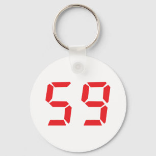 59 fifty-nine red alarm clock digital number key ring