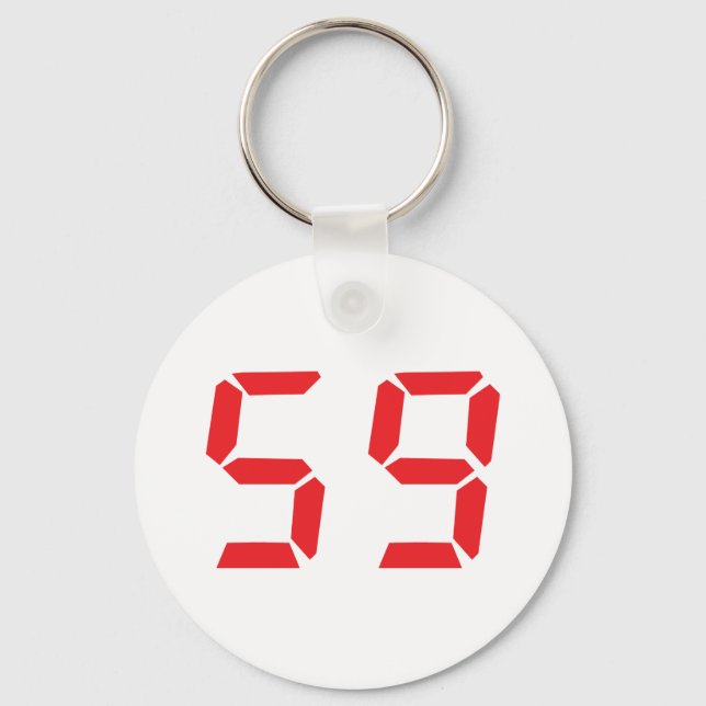 59 fifty-nine red alarm clock digital number key ring (Front)