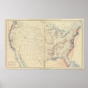 59 Navigable rivers, routes 1890 Poster