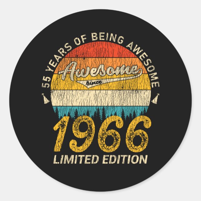 59 Year Old 1966 Retro Awesome 59th Birthday Gift Classic Round Sticker (Front)