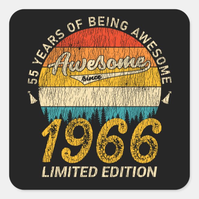 59 Year Old 1966 Retro Awesome 59th Birthday Gift Square Sticker (Front)