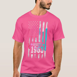59 Year Old, August 1963 American Flag 59th Birthd T-Shirt