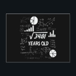 59 Year Old Bday Math Teacher 59th Birthday Gift Postcard<br><div class="desc">Celebrate birthdays with a clever twist! This funny math design uses equations and square roots to reveal the age, making it the perfect choice for math lovers, teachers, students, and geeks who enjoy a good nerdy joke. Great for milestone birthdays, classroom celebrations, or anyone who appreciates clever humour mixed with...</div>