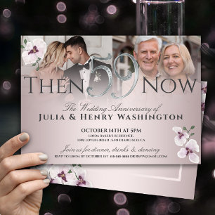 59th Anniversary Refined Orchid Then And Now Invitation
