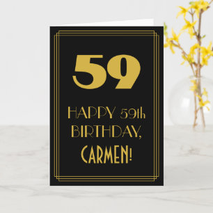 59th Birthday – Art Deco Inspired Look "59" & Name Card