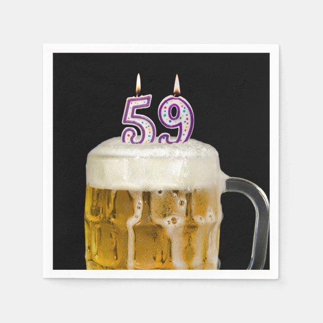59th Birthday Beer on black Napkin (Front)