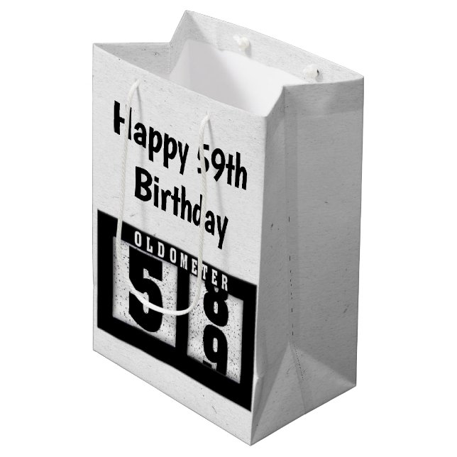 59th Birthday Black Odometer  Medium Gift Bag (Front Angled)