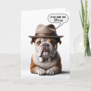 59th Birthday Bulldog With Fedora Card