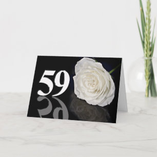 59th Birthday Card with a classic white rose
