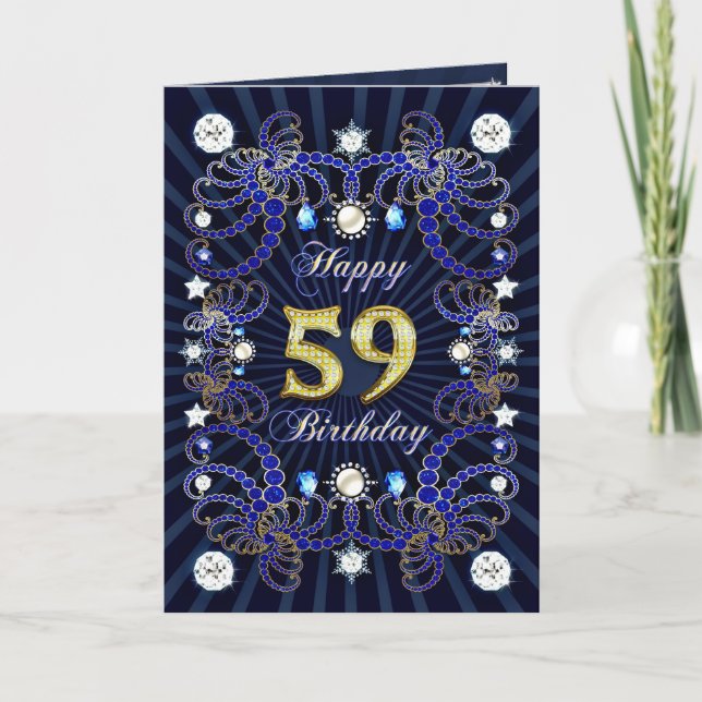 59th birthday card with masses of jewels (Front)