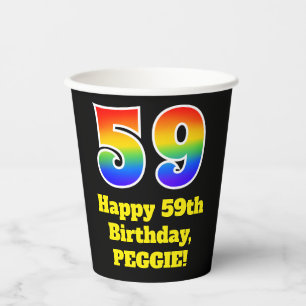 59th Birthday: Colourful, Fun, Exciting, Rainbow 5 Paper Cups