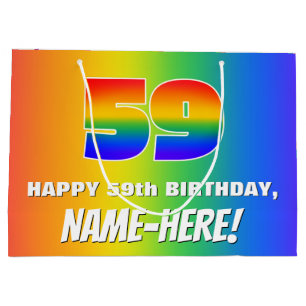 59th Birthday: Colourful, Fun Rainbow Pattern # 59 Large Gift Bag