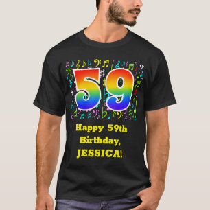 59th Birthday: Colourful Music Symbols, Rainbow 59 T-Shirt