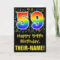 59th Birthday: Colourful Music Symbols + Rainbow 5