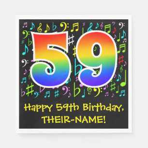 59th Birthday - Colourful Music Symbols, Rainbow 5 Napkin