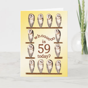 59th birthday, Curious owls card. Card