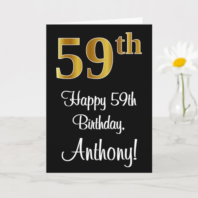 59th Birthday ~ Elegant Luxurious Faux Gold Look # Card (Small Plant)