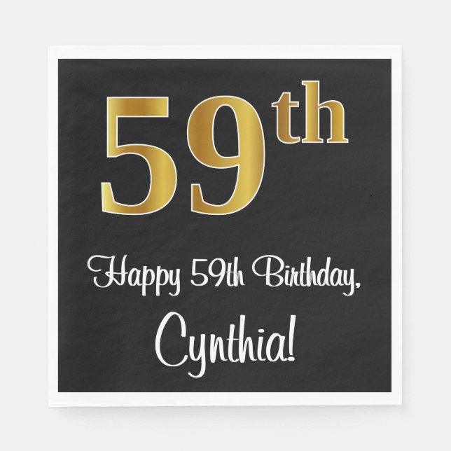 59th Birthday ~ Elegant Luxurious Faux Gold Look # Napkin (Front)