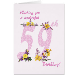 59th Birthday Flower Decorated Numbers