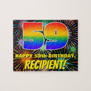 59th Birthday: Fun, Colourful Celebratory Firework Jigsaw Puzzle