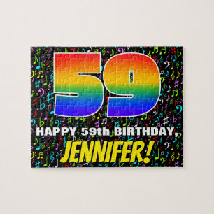 59th Birthday — Fun, Colourful Music Symbols & “59 Jigsaw Puzzle