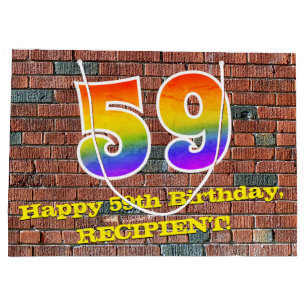 59th Birthday: Fun, Graffiti-Inspired Rainbow # 59 Large Gift Bag