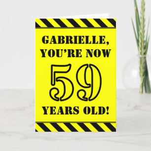 59th Birthday: Fun Stencil Style Text, Custom Name Card