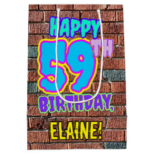 59th Birthday: Fun, Urban Graffiti Inspired Look Medium Gift Bag