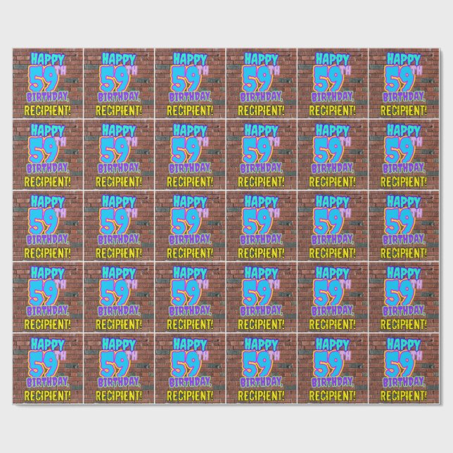 59th Birthday: Fun, Urban Graffiti Inspired Look Wrapping Paper (Flat)