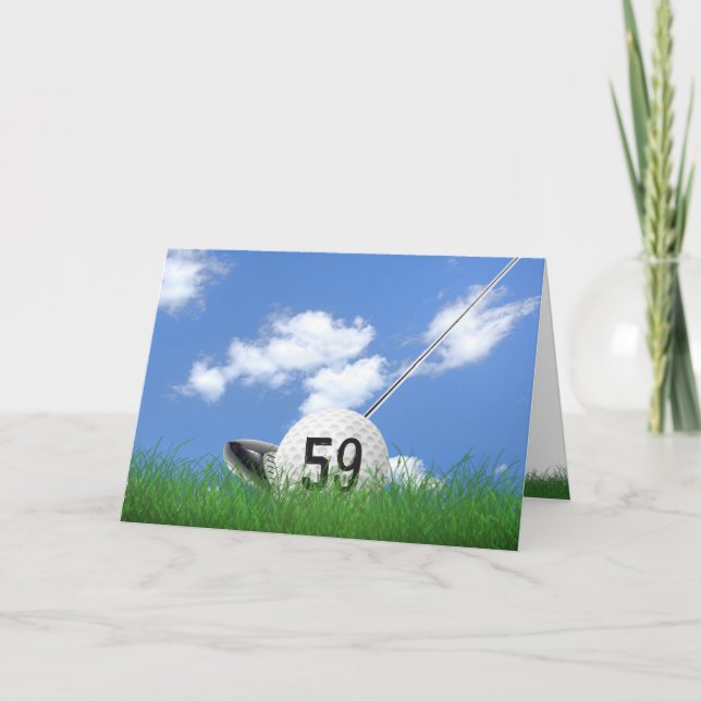 59th birthday golf ball in grass card (Front)