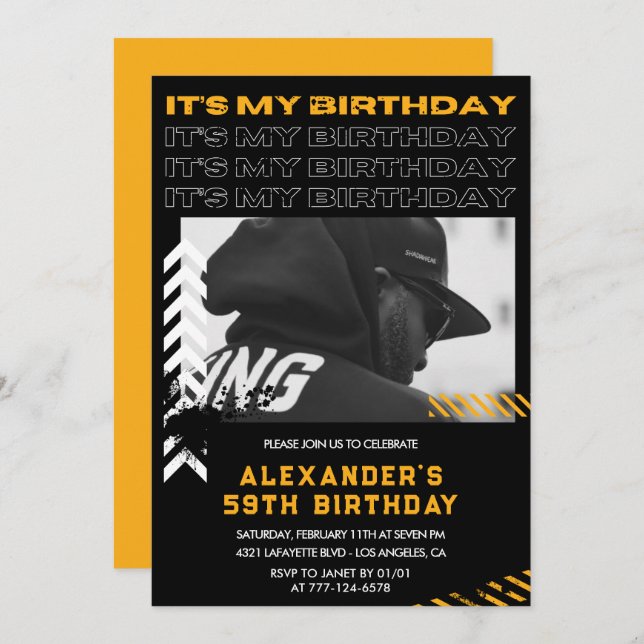 59th birthday invitations Men Photo Spray paint (Front/Back)