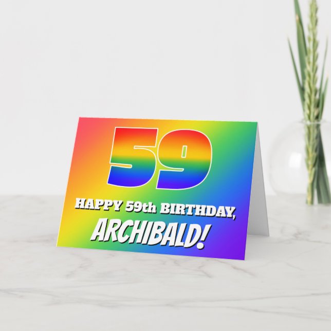 59th Birthday: Multicolored Rainbow Pattern # 59 Card (Front)