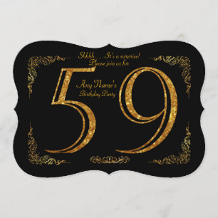 59th,Birthday party 59th,great Gatsby,black & gold Invitation