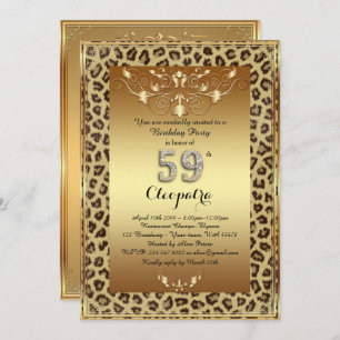 59th, Birthday Party 59th, Royal Cheetah gold plus Invitation