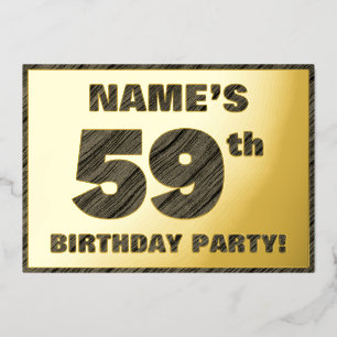 59th Birthday Party — Bold, Faux Wood Grain Text