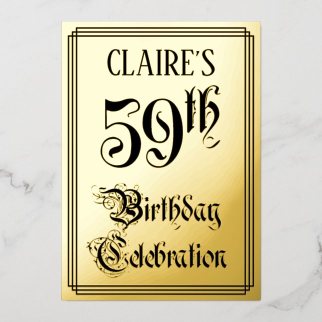 59th Birthday Party — Elegant Script + Custom Name (Front)