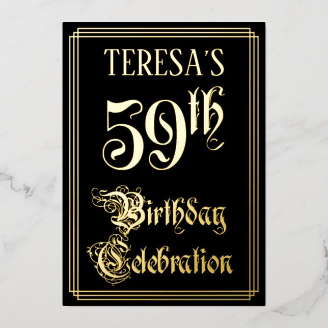 59th Birthday Party — Fancy Script & Custom Name (Front)