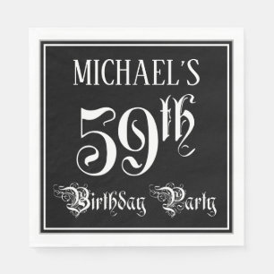 59th Birthday Party — Fancy Script + Custom Name Napkin