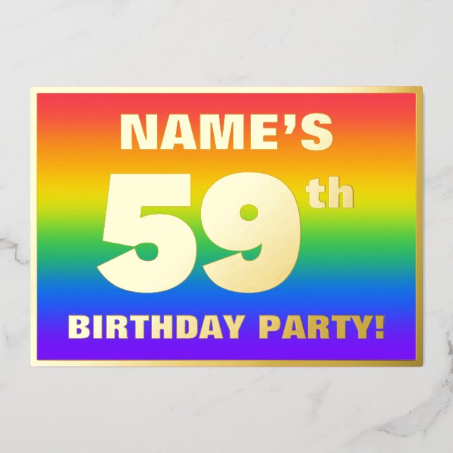 59th Birthday Party: Fun, Colourful Rainbow Patter (Front)