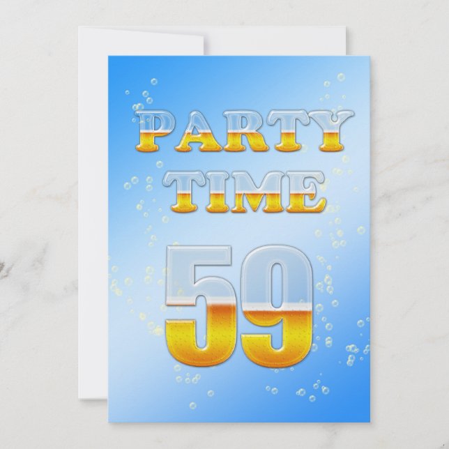 59th birthday party invitation with beer (Front)