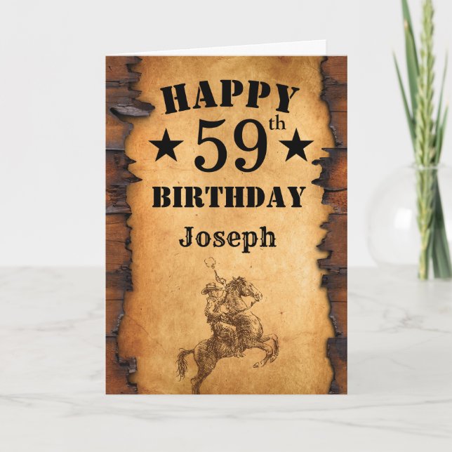 59th Birthday Rustic Country Western Cowboy Horse Card (Front)