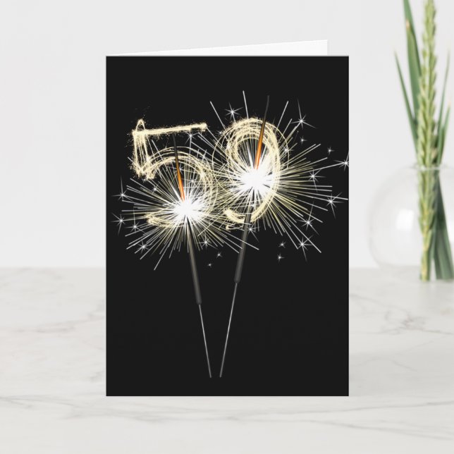 59th Birthday Sparklers on Black Card (Front)