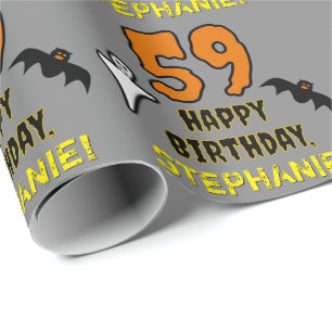 59th Birthday: Spooky Halloween Theme, Custom Name Wrapping Paper