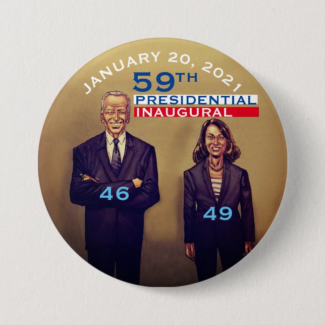 59TH PRESIDENTIAL INAUGURAL 7.5 CM ROUND BADGE (Front)
