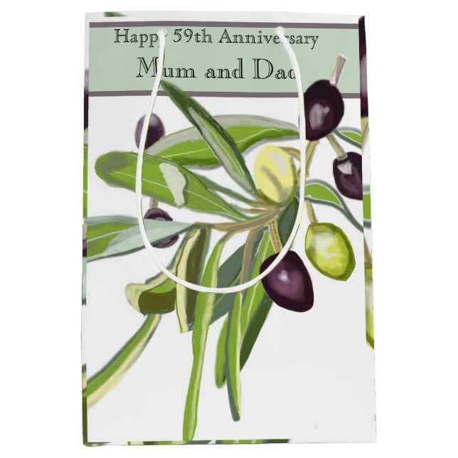 59th Wedding Anniversary Olive Medium Gift Bag (Front)