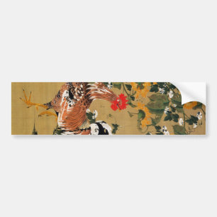 5. 向日葵雄鶏図, 若冲 Sunflower and Rooster, Jakuchū Bumper Sticker