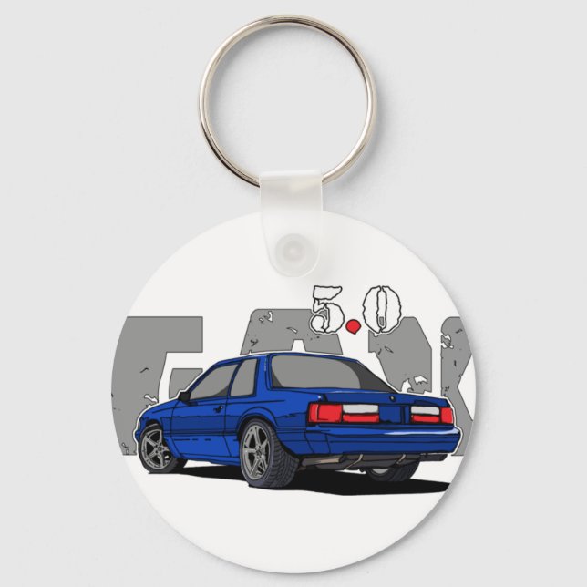 5.0L Fox Body (Notch Back) T-Shirt Key Ring (Front)