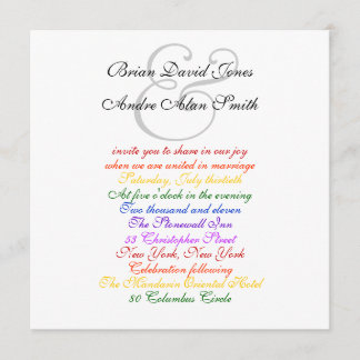 5.25" Sq. Gay Wedding Rainbow LGBT Pride Basic Invitation