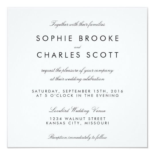 5.25" Square Simple Chic Template Wedding Card