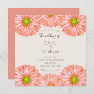 5.25" x 5.25" Apricot Gerbera Wedding Invitation